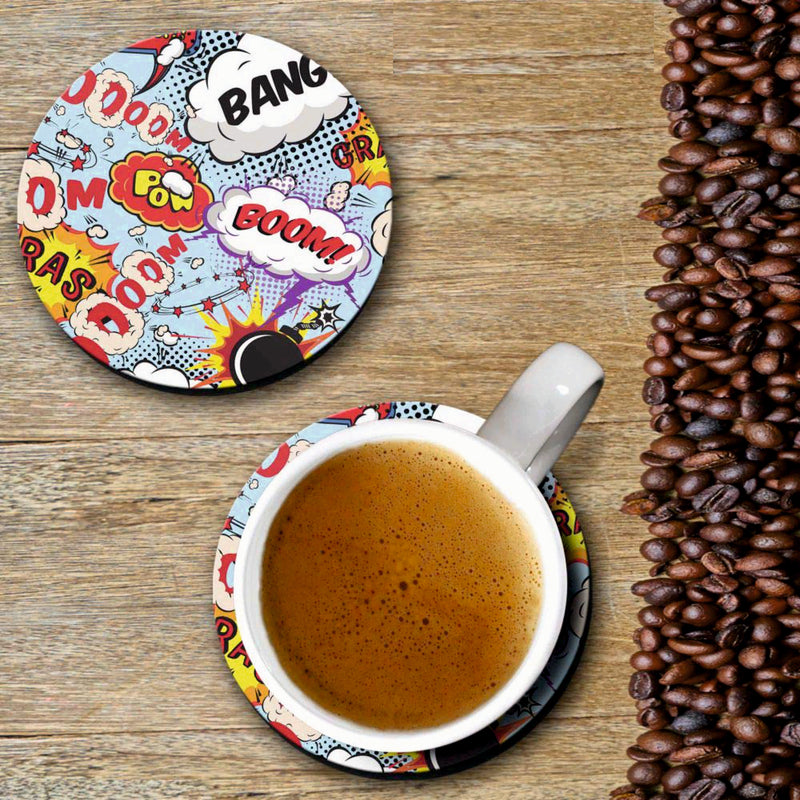 Boom Bang Print - Coasters (Set of 4 Coasters)