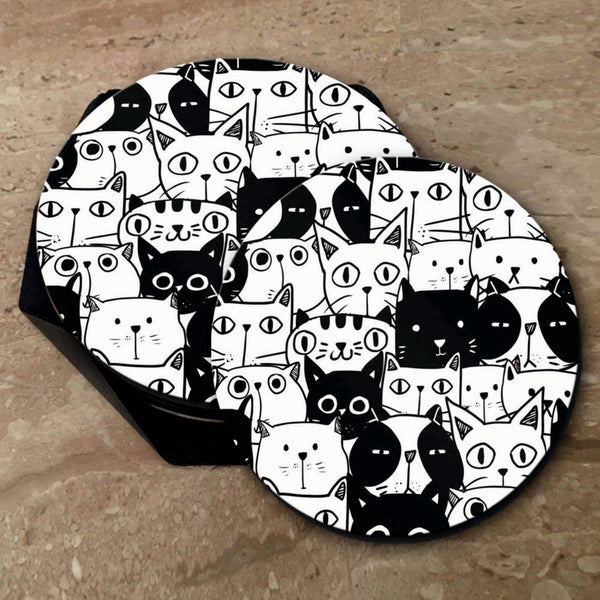 Cat Print - Coasters (Set of 4 Coasters)