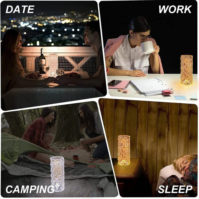 Crystal Diamond Textured Changing Mode LED Night Light - Lamp