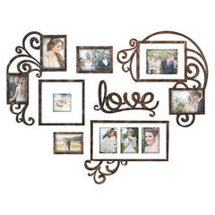 Love Heart -  Wall Decor Photo Frames ( 6 Photo Frames + 6mm Wooden Acrylic Heart Shape )