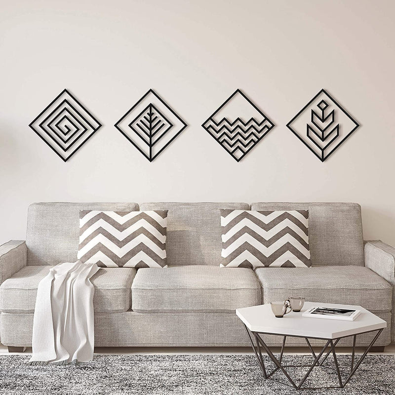 Basic - Wooden Acrylic Wall Decor || Wall Hanging  (Set of 4 Piece)