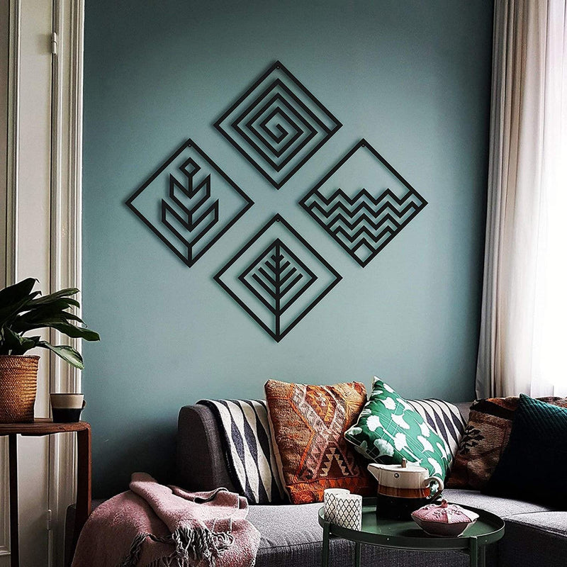 Basic - Wooden Acrylic Wall Decor || Wall Hanging  (Set of 4 Piece)
