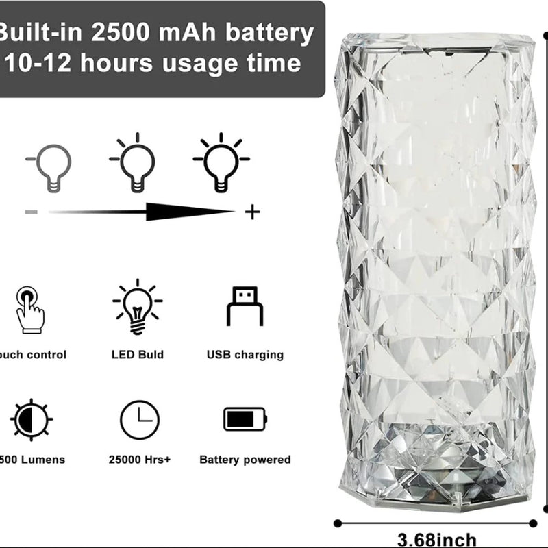 Crystal Diamond Textured Changing Mode LED Night Light - Lamp