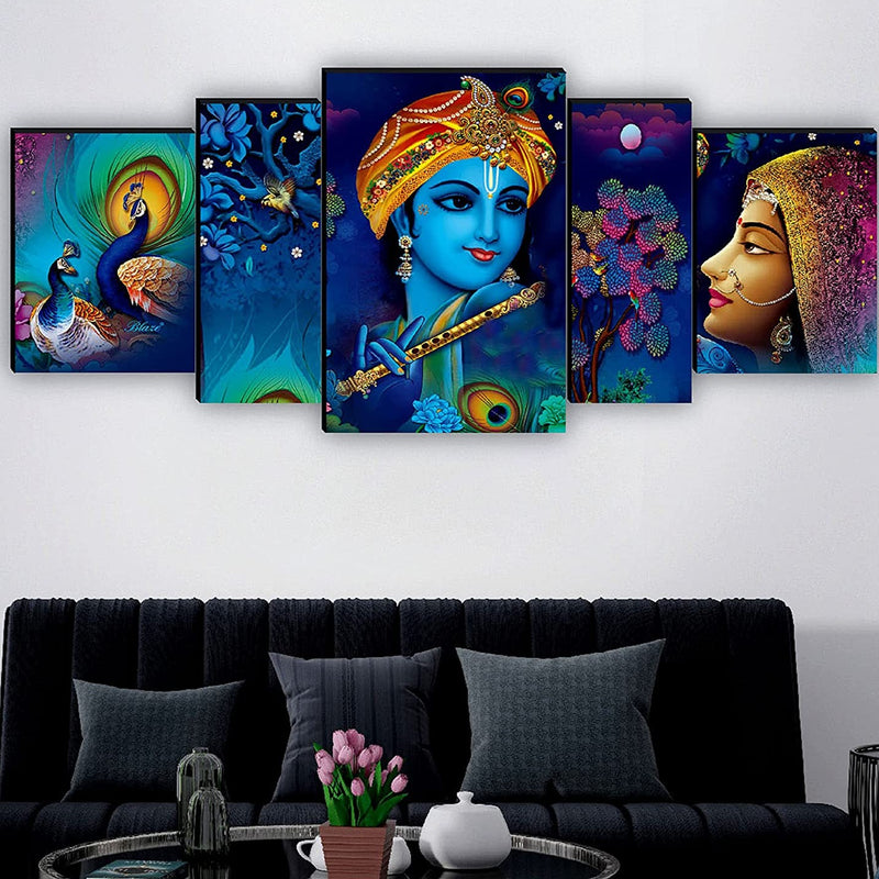 Radha Krishna (Set of 5) - Wall Painting