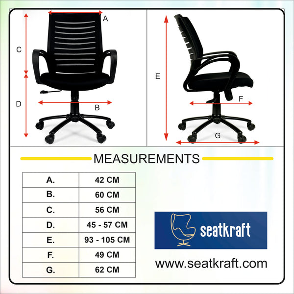Sapphire Low Back Office Chair with Mesh Back and Fixed Arms