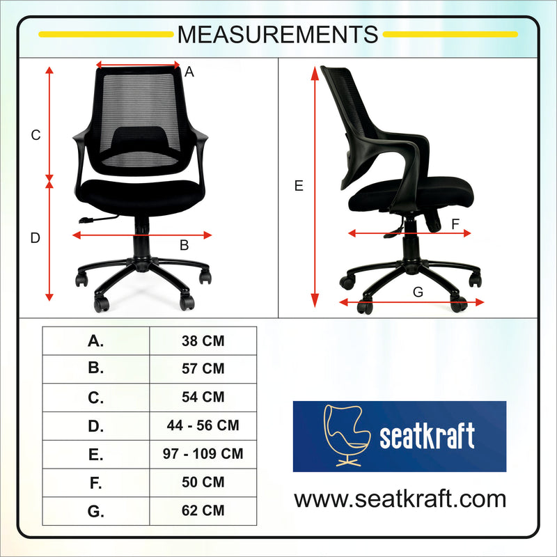 Arrow Low Back Office Chair with Mesh Back and Fixed Arms