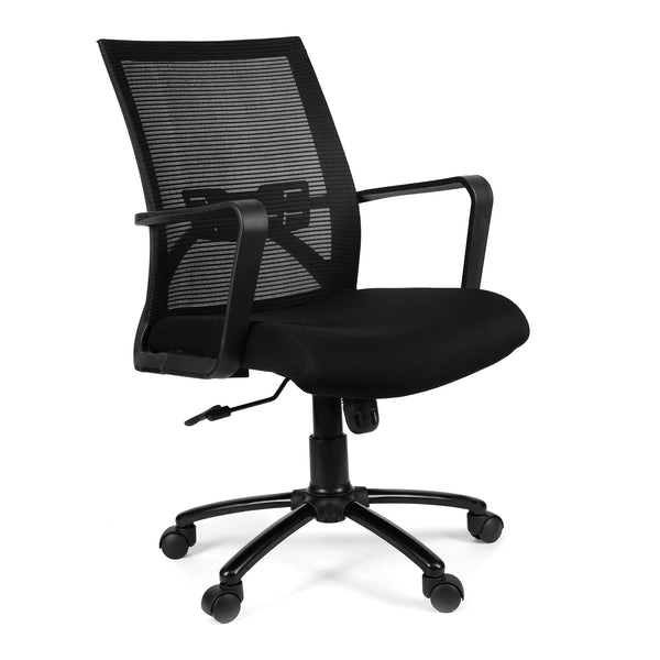 Classic Low Back Office Chair with Mesh Back and Fixed Arms