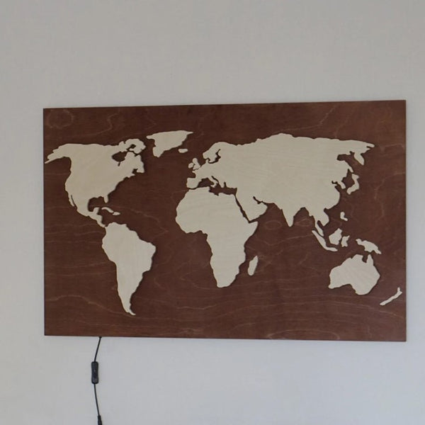 Back drop World Map (With LED) - Wooden Acrylic Wall Decor || Wall Hanging