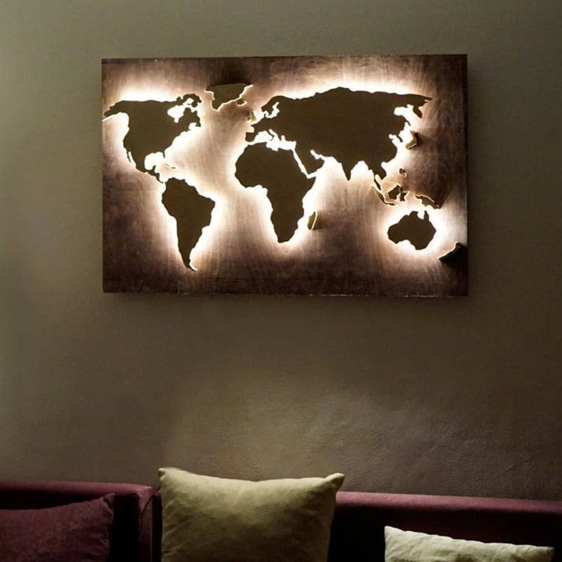 Back drop World Map (With LED) - Wall Art