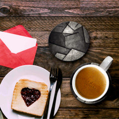Grey Blocks Print - Coasters (Set of 4 Coasters)