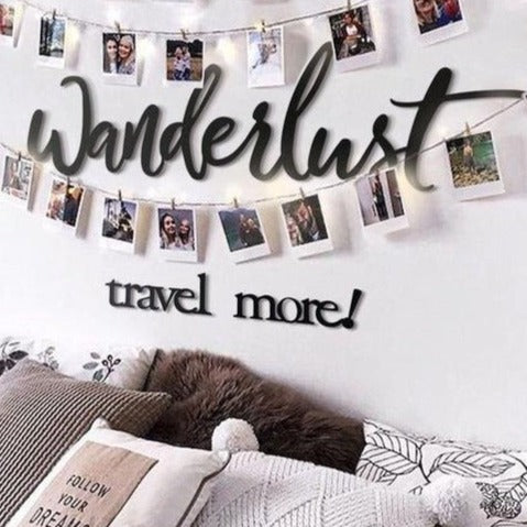 Wanderlust - Wooden Acrylic Wall Decor || Wall Hanging (Includes Photo Clips)