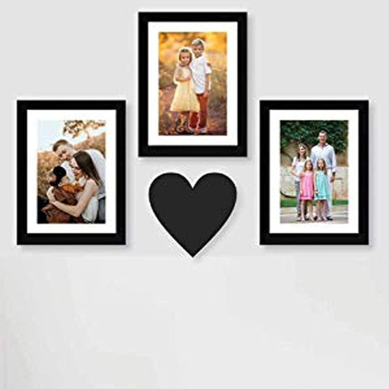 Lovely Heart -  Wall Decor Photo Frames ( 3 Photo Frames 6 X 8 inch + 6mm Wooden Acrylic Heart )