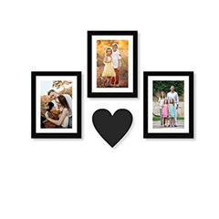 Lovely Heart -  Wall Decor Photo Frames ( 3 Photo Frames 6 X 8 inch + 6mm Wooden Acrylic Heart )