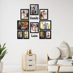 Love Family -  Wall Decor Photo Frames ( 10 Photo Frames 6 X 8 inch + 6mm Wooden Acrylic Letters )