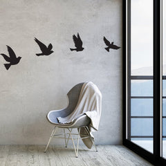 Birdies - Wooden Acrylic Wall Decor || Wall Hanging  (Pack of 4 Birds)