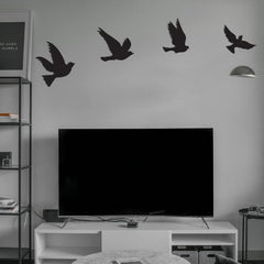 Birdies - Wooden Acrylic Wall Decor || Wall Hanging  (Pack of 4 Birds)