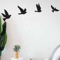 Birdies - Wooden Acrylic Wall Decor || Wall Hanging  (Pack of 4 Birds)