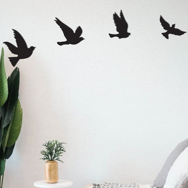 Birdies - Wooden Acrylic Wall Decor || Wall Hanging  (Pack of 4 Birds)