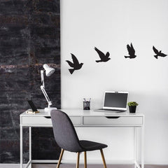 Birdies - Wooden Acrylic Wall Decor || Wall Hanging  (Pack of 4 Birds)