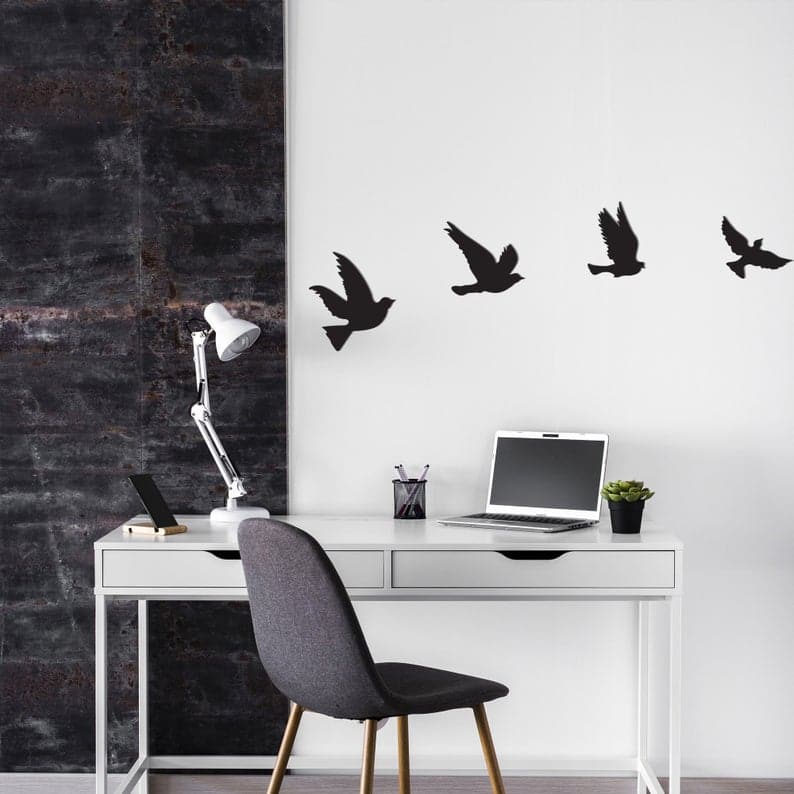 Birdies - Wooden Acrylic Wall Decor || Wall Hanging  (Pack of 4 Birds)