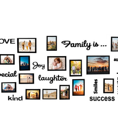 Family Love - Wall Decor Photo Frames ( 15 Photo Frames + 6mm Wooden Acrylic Letters)