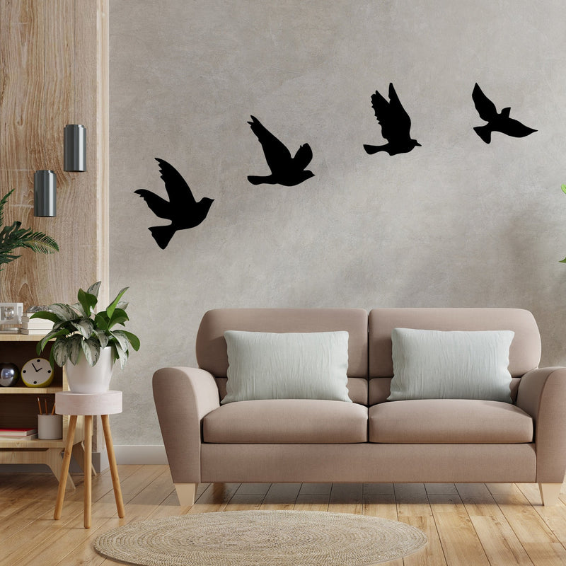 Birdies - Wooden Acrylic Wall Decor || Wall Hanging  (Pack of 4 Birds)