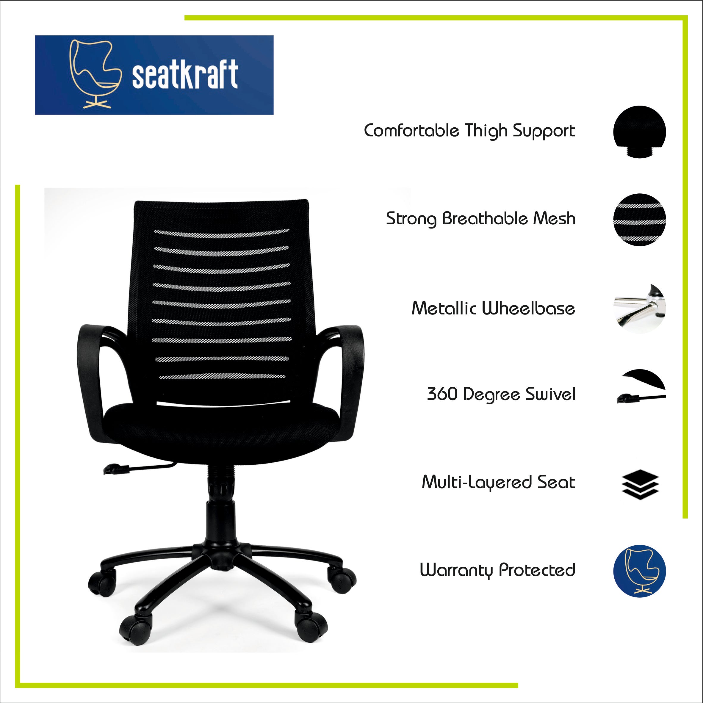 Sapphire Low Back Office Chair with Mesh Back and Fixed Arms