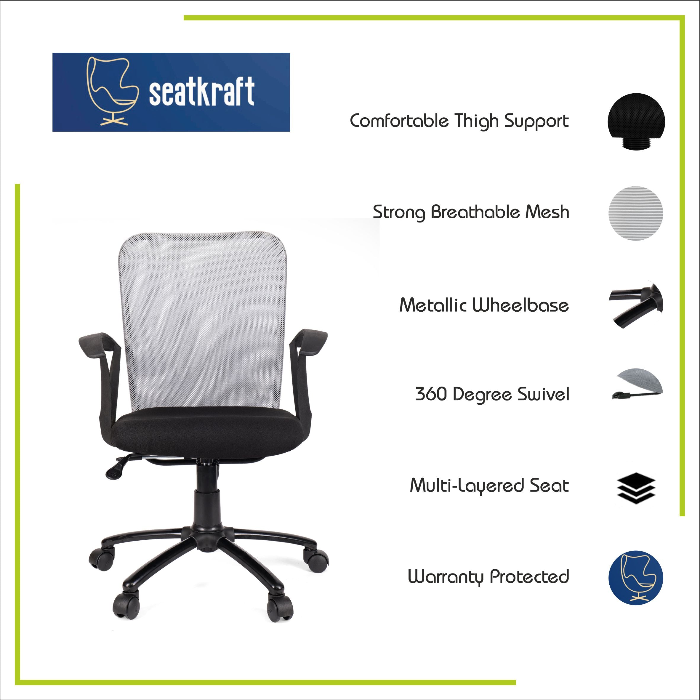 Alpha Low Back Office Chair with Mesh Back and Fixed Arms
