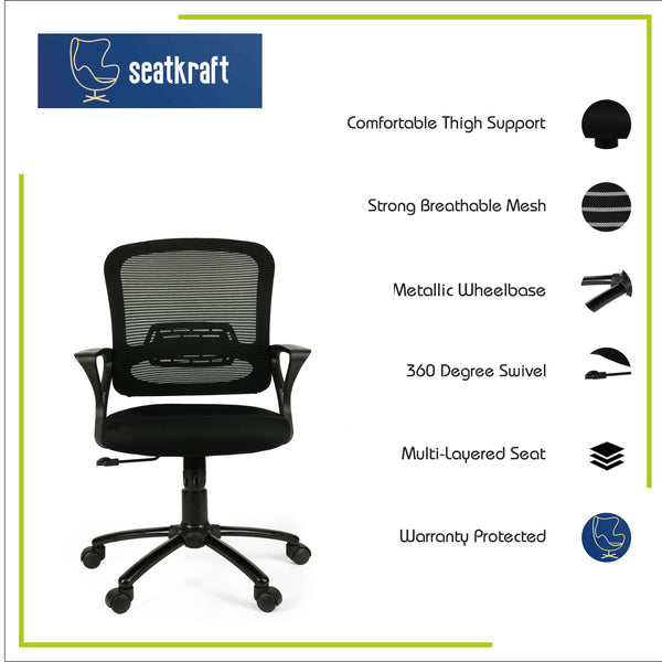 Sigma Low Back Office Chair with Mesh Back and Fixed Arms