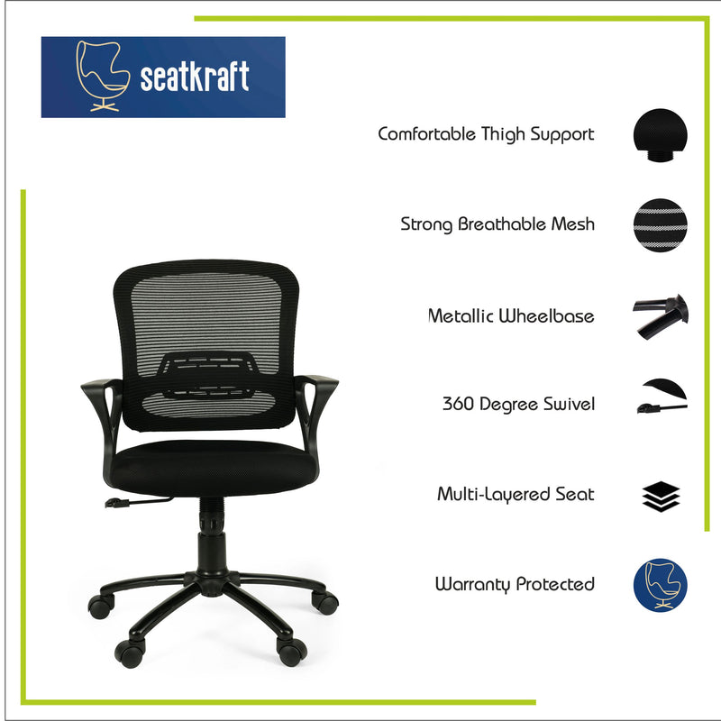 Sigma Low Back Office Chair with Mesh Back and Fixed Arms