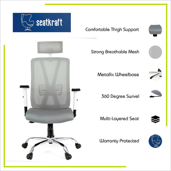 Tulip Low Back Office Chair with Mesh Back and Fixed Arms