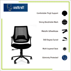 Arrow Low Back Office Chair with Mesh Back and Fixed Arms
