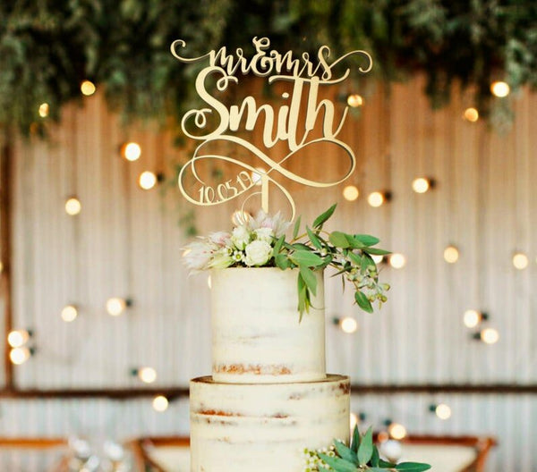 Personalized Golden - Cake Toppers