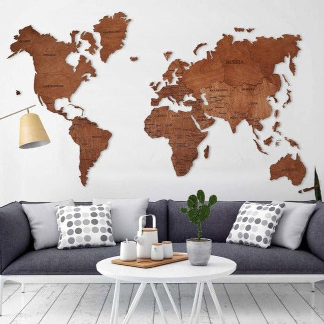 World Map - Wooden Wall Art