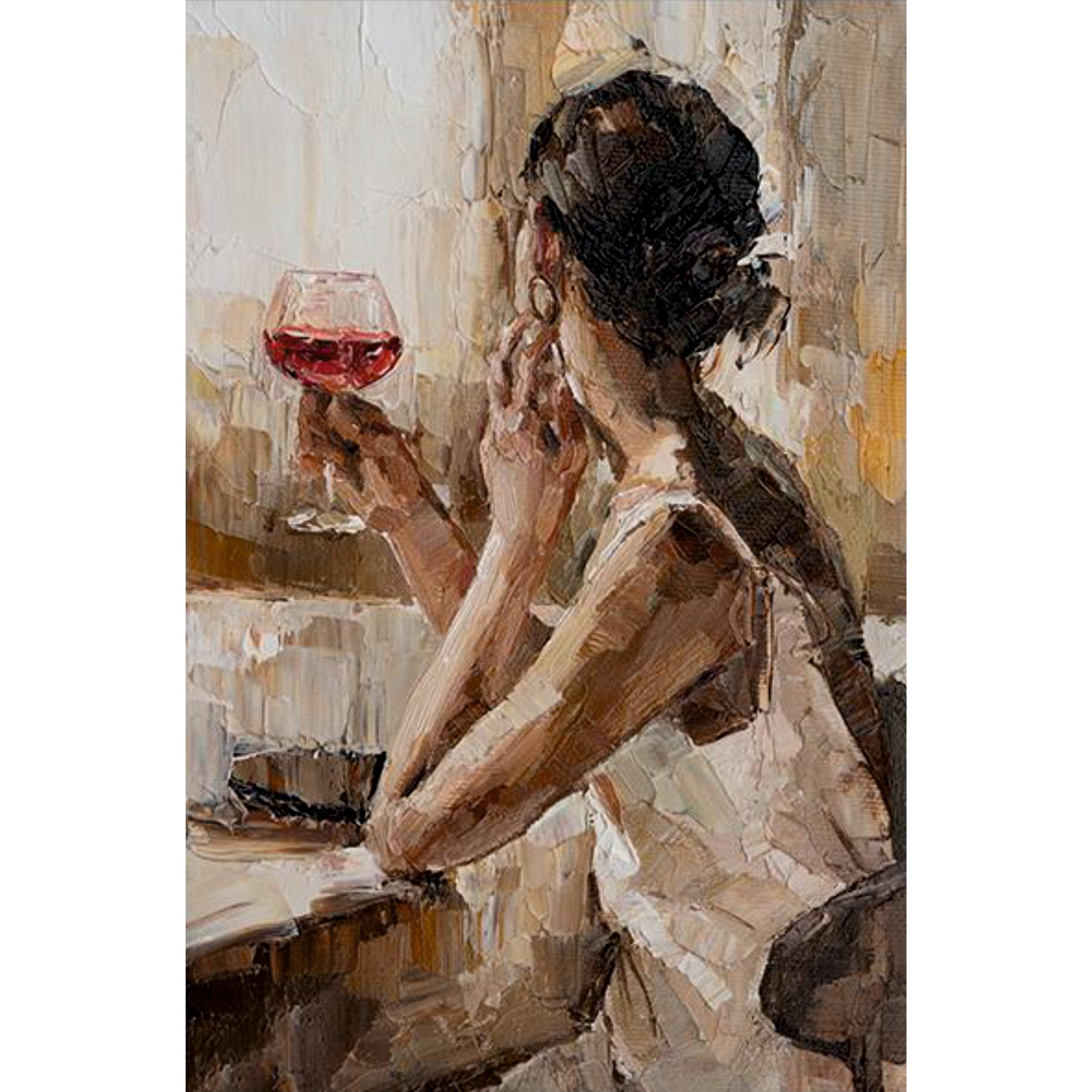 Lady with Wine - Wall Painting