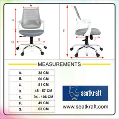 Cuban Low Back Office Chair with Mesh Back and Fixed Arms