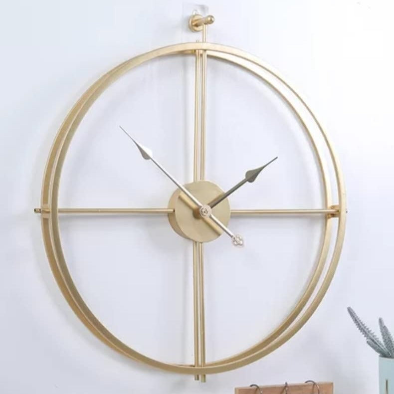 Vintage Golden Round - Metal Wall Clock
