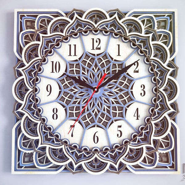 Square Mandala - Wall Clock