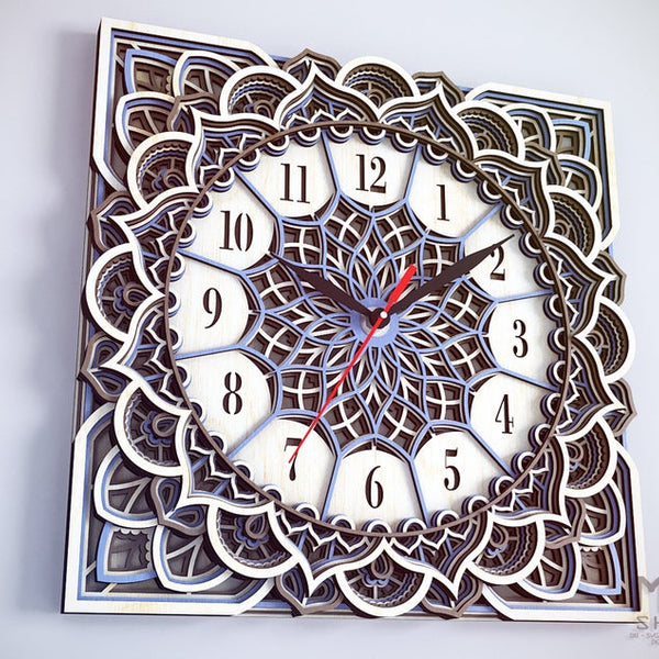 Square Mandala - Wall Clock