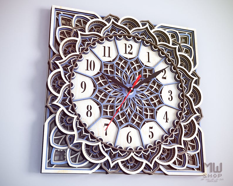 Square Mandala - Wall Clock