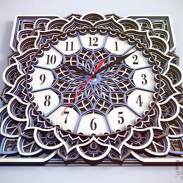 Square Mandala - Wall Clock