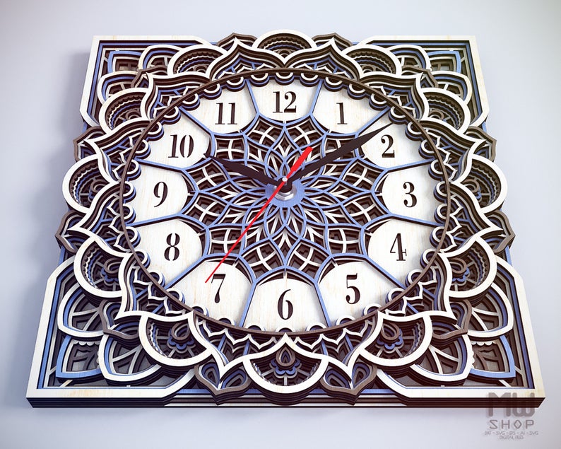 Square Mandala - Wall Clock