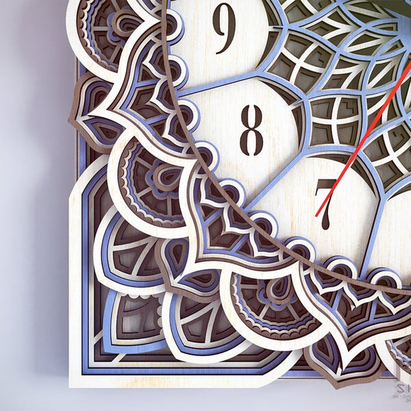 Square Mandala - Wall Clock