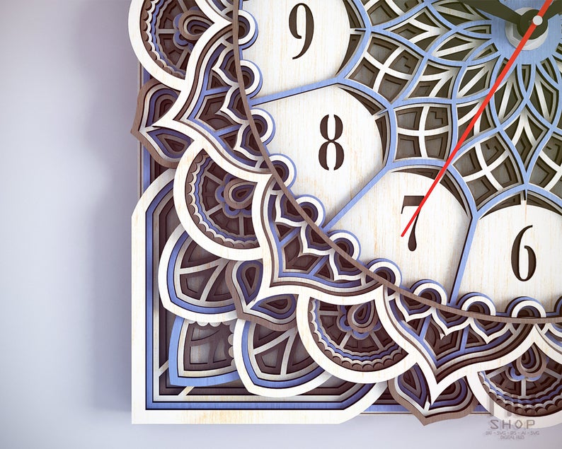 Square Mandala - Wall Clock