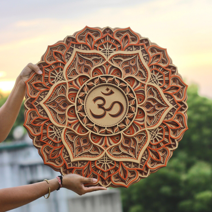Om Mandala Layer - Wooden Acrylic Wall Decor || Wall Hanging