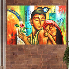 Peaceful Radha Krishna - Wall Painting