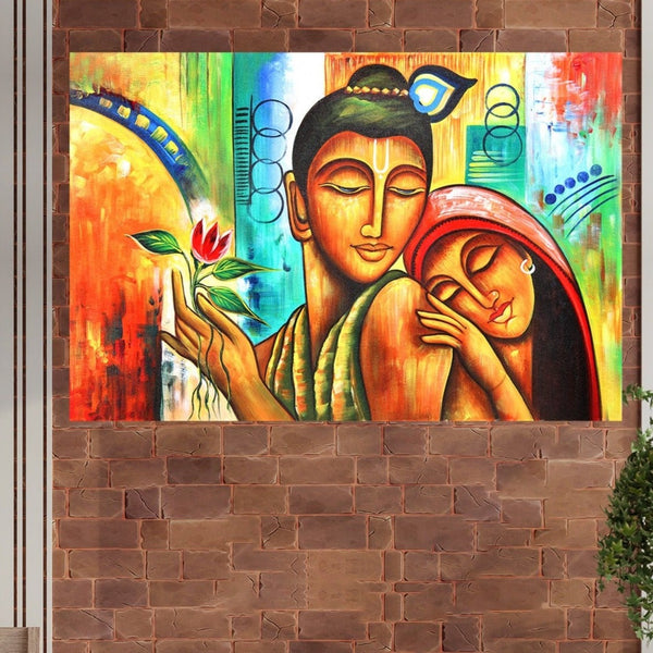 Peaceful Radha Krishna - Wall Painting